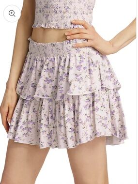LoveShackFancy Ruffle Mini Skirt Dusty Lavender Size Small